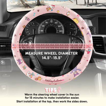 Hello Kitty and Friends Steering Wheel Cover, Universal Fit Cute Accessories for Women, Stylish Decor Gift Hello Accessories - Fits Standard