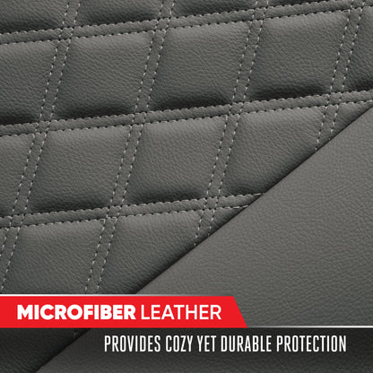 MotorTrend 3-Piece Diamond Stitched Padded Rear Seat Covers with Storage Pockets - Gray