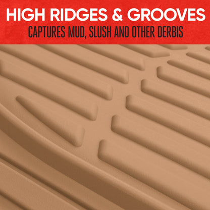 MotorTrend 3-Piece FlexTough Deep Dish Front Floor Mats and Rear Floor Mat - Heavy Duty, All Weather, Trim to Fit