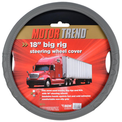 MotorTrend Faux Leather Steering Wheel Cover for Trucks, Semi-Trucks, RVs, Big Rigs, 18 Wheelers (Fits 18")