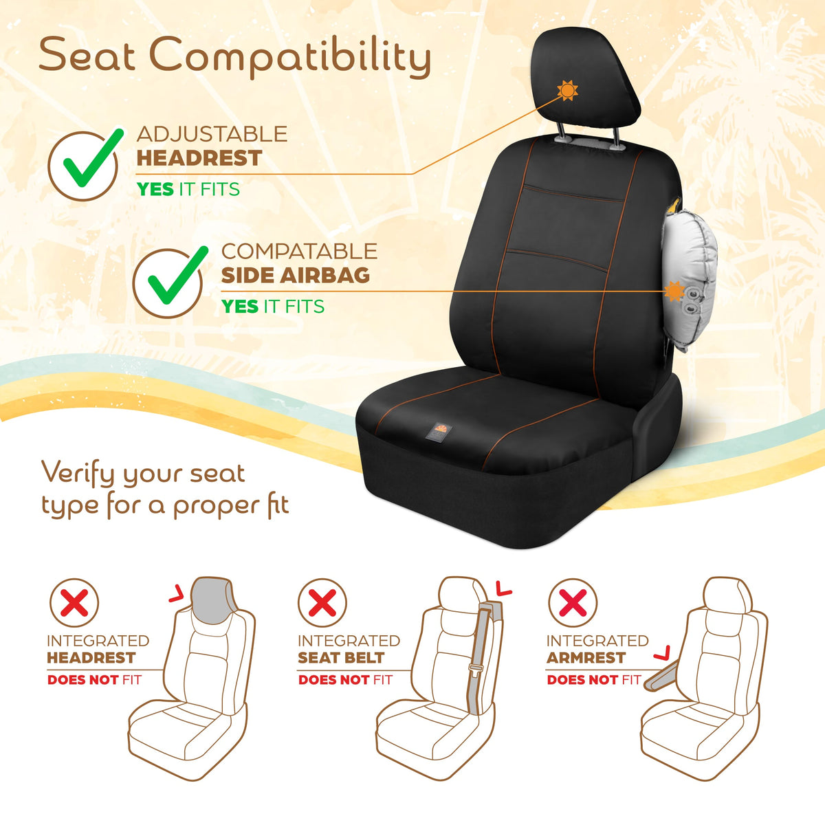 C&C Napa Leatherette 2 Front Seat Covers - Faux Leather Car Seat Protectors for Cars & Trucks - UV-Resistant, Easy to Clean, Universal Fit