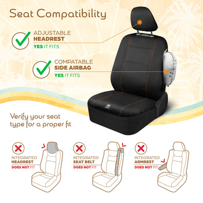 C&C Napa Leatherette 2 Front Seat Covers - Faux Leather Car Seat Protectors for Cars & Trucks - UV-Resistant, Easy to Clean, Universal Fit
