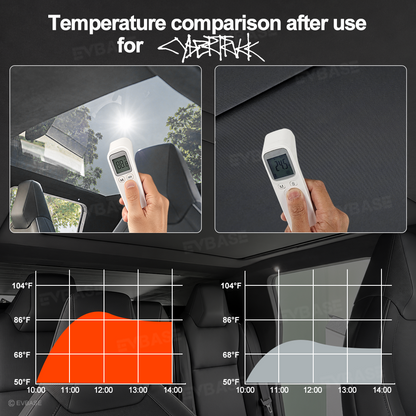 EVBASE Cybertruck Sunshade Retractable Glass Roof Sunshade with Roll Fabric Style Heat Insulation UV Protection