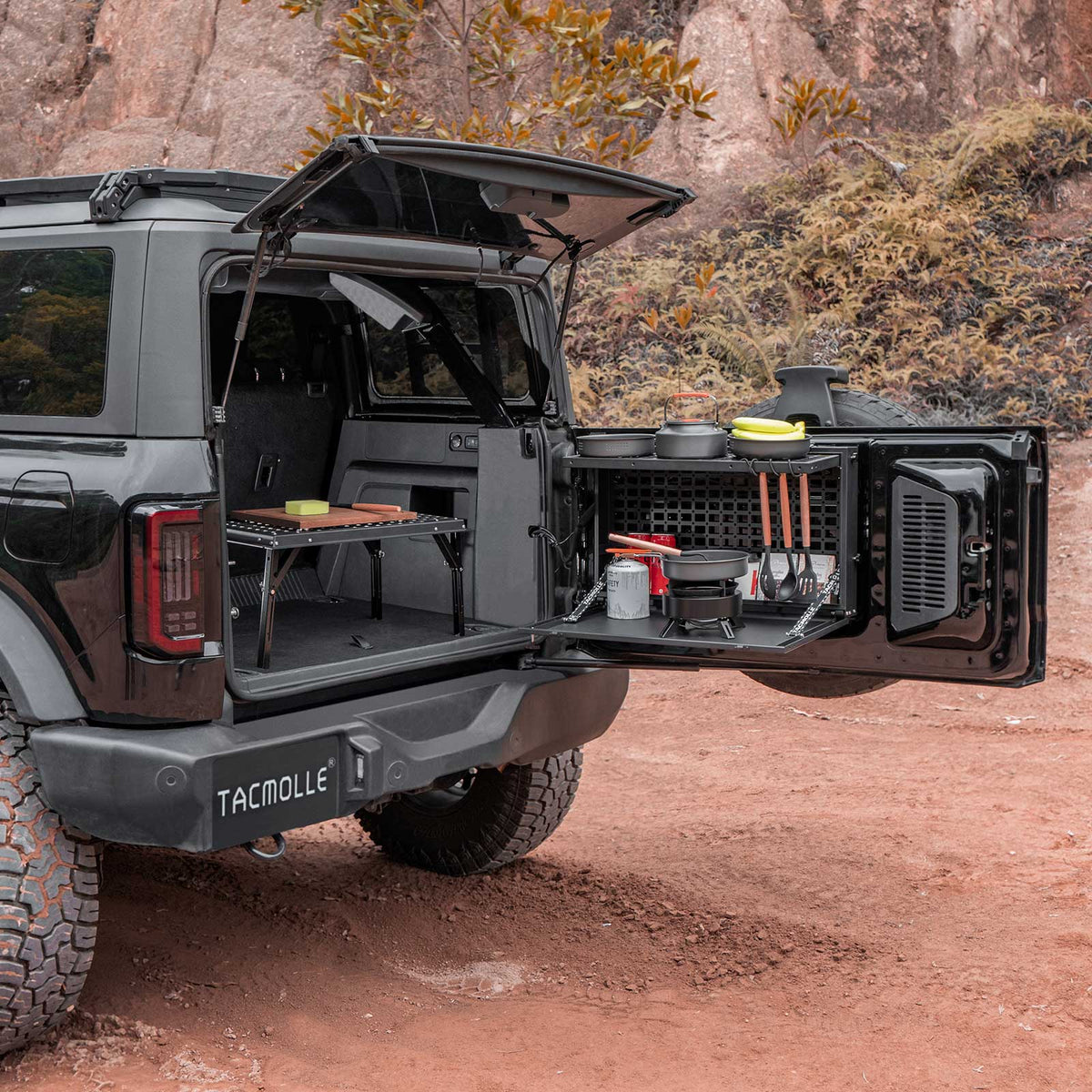 TACMOLLE Tailgate Storage Box with Concealed Table for Ford Bronco 2021-2024