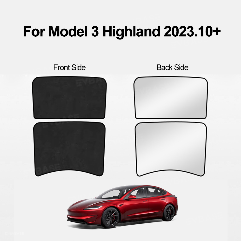 EVBASE Model Y Juniper/ 3 Highland Sunshade Silicone Electrostatic Glass Sunroof Shade Heat Insulation UV Protection Faux