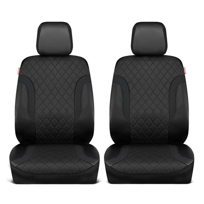 Motor Trend Faux Leather Seat Covers For Trucks, Cars, & SUV - Front Black Car Seat Cover Set - Universal Fit For Most Automotives - Forros Para