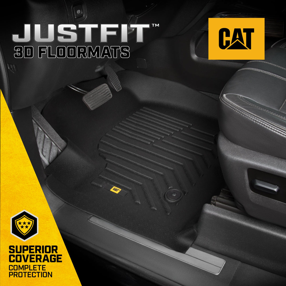 CAT® JustFit™ 3D Custom Fit Floor Mats Chevrolet Silverado 1500/GMC Sierra 2019-2026, Chevy Silverado 2500HD/3500HD Crew Cab/GMC Sierra