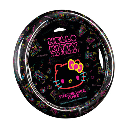 Hello Kitty Steering Wheel Cover, Official Sanrio Car Steering Wheel Cover with Universal Size 14.5 - 15.5, Cute Black Steering Wheel Cover for