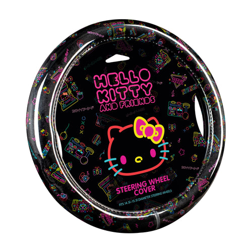 Hello Kitty Steering Wheel Cover, Official Sanrio Car Steering Wheel Cover with Universal Size 14.5 - 15.5, Cute Black Steering Wheel Cover for