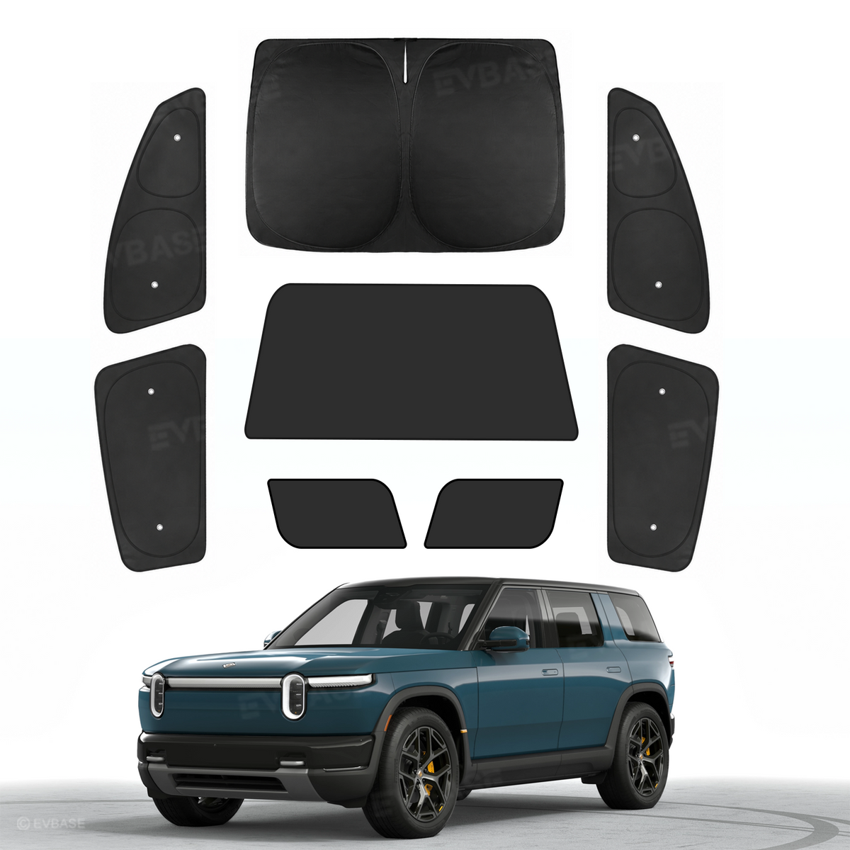 EVBASE Sunshade for Rivian R2 Side Window Shade & Windshield Sun Shade & Glass Roof Sun Visor Foldable Heat Reflective