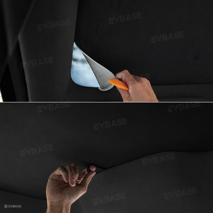 EVBASE Model Y L Glass Roof Sunshade Silicone Electrostatic Sunroof Shade Heat Insulation UV Protection Faux Suede Sun Visor