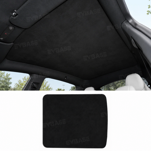 EVBASE Model Y L Glass Roof Sunshade Silicone Electrostatic Sunroof Shade Heat Insulation UV Protection Faux Suede Sun Visor