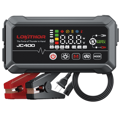 LOKITHOR JC400 9-in-1 CCA Jump Starter 2500A with Smart Charger & 6V/12V Battery Maintainer for 8.5L Gas / 6.5L Diesel