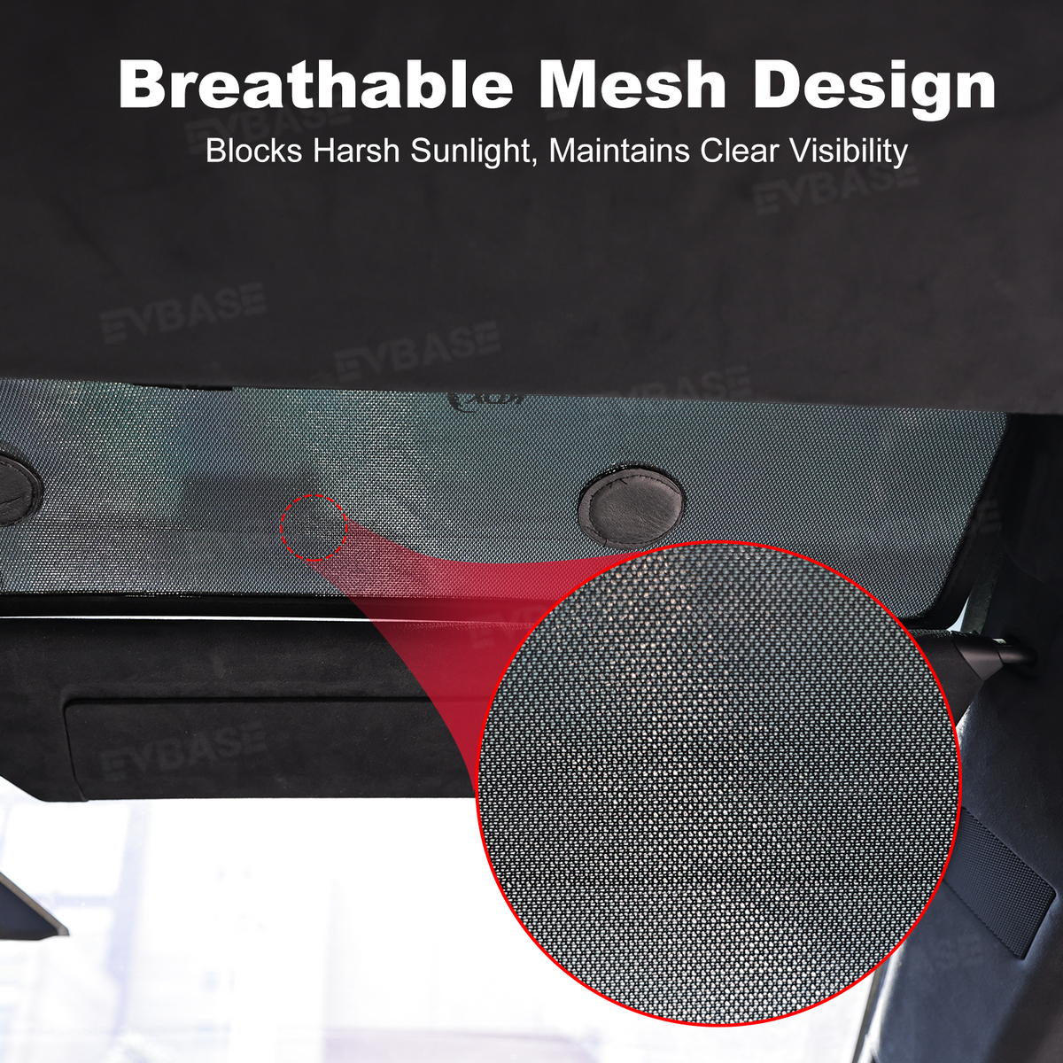 EVBASE Cybertruck Upper Front Windshield Sun Shade Anti-Glare Mesh Visor