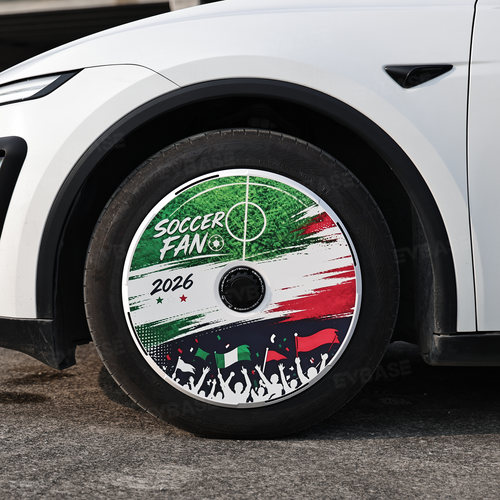 EVBASE Model Y Juniper Aero Wheel Covers International Soccer Style Hubcaps for Tesla 18/19/20/21 Inch Wheels