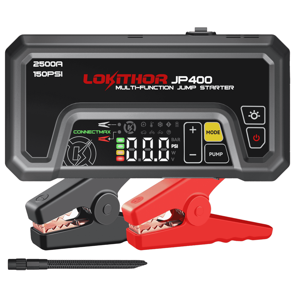 LOKITHOR JP400 Jump Starter 2500A with 150PSI Air Compressor for 8.5L Gas / 6.5L Diesel