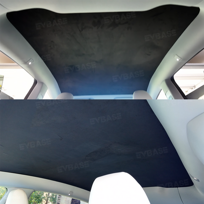 EVBASE Model Y Juniper Glass Roof Sunshade Silicone Electrostatic Sunroof Shade Heat Insulation UV Protection Faux Suede Sun