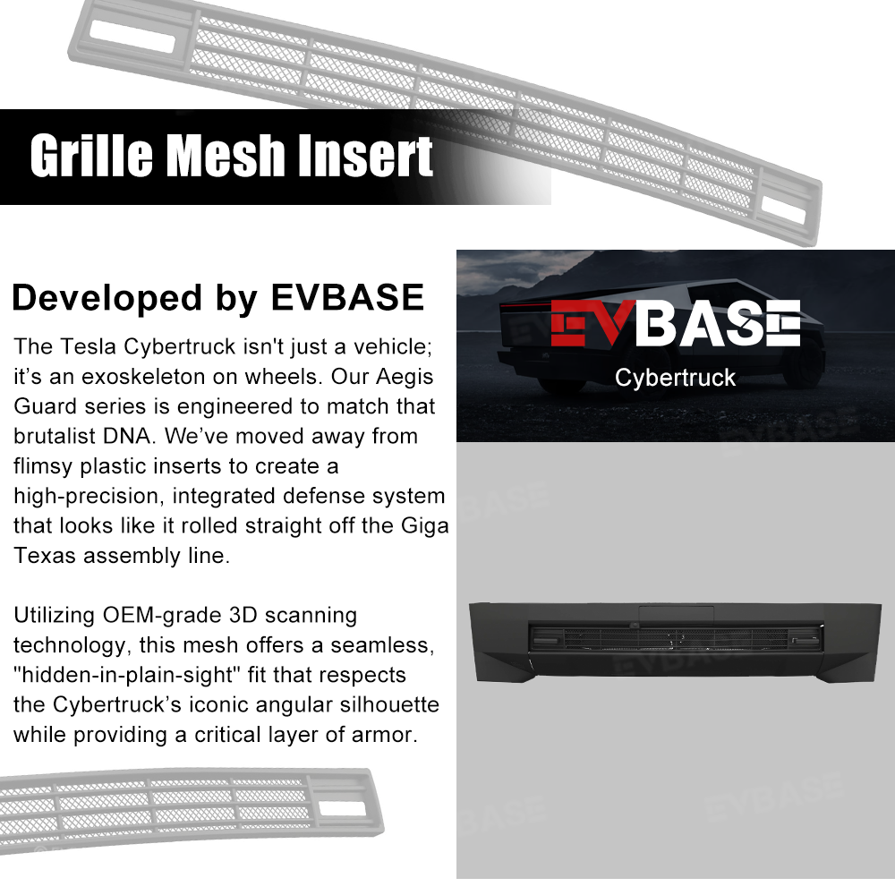 EVBASE Cybertruck Grille Mesh Insert Front Lower Bumper Protective Mesh Grille Panel Covers Bug & Debris Screen Protector