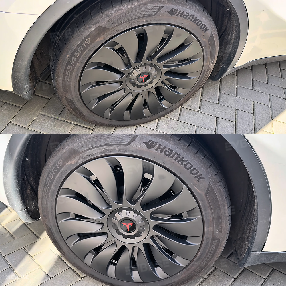 EVBASE Model 3 19 Inch Wheel Covers Replacement Überturbine Style Wheel Hubcaps Protector Cover Kit 4pcs