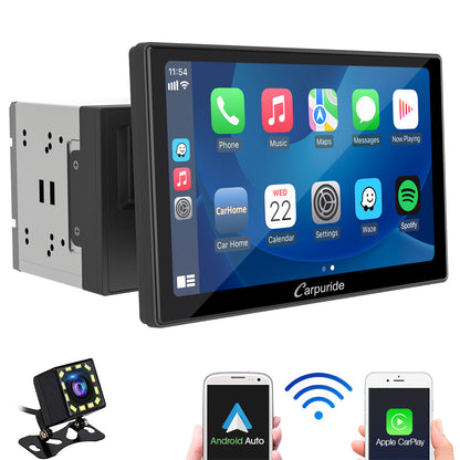 CARPURIDE YT09S Double Din Car Stereo with Wireless Apple CarPlay&Android Auto,9" IPS Touch Screen, GPS Navigation, BT, USB