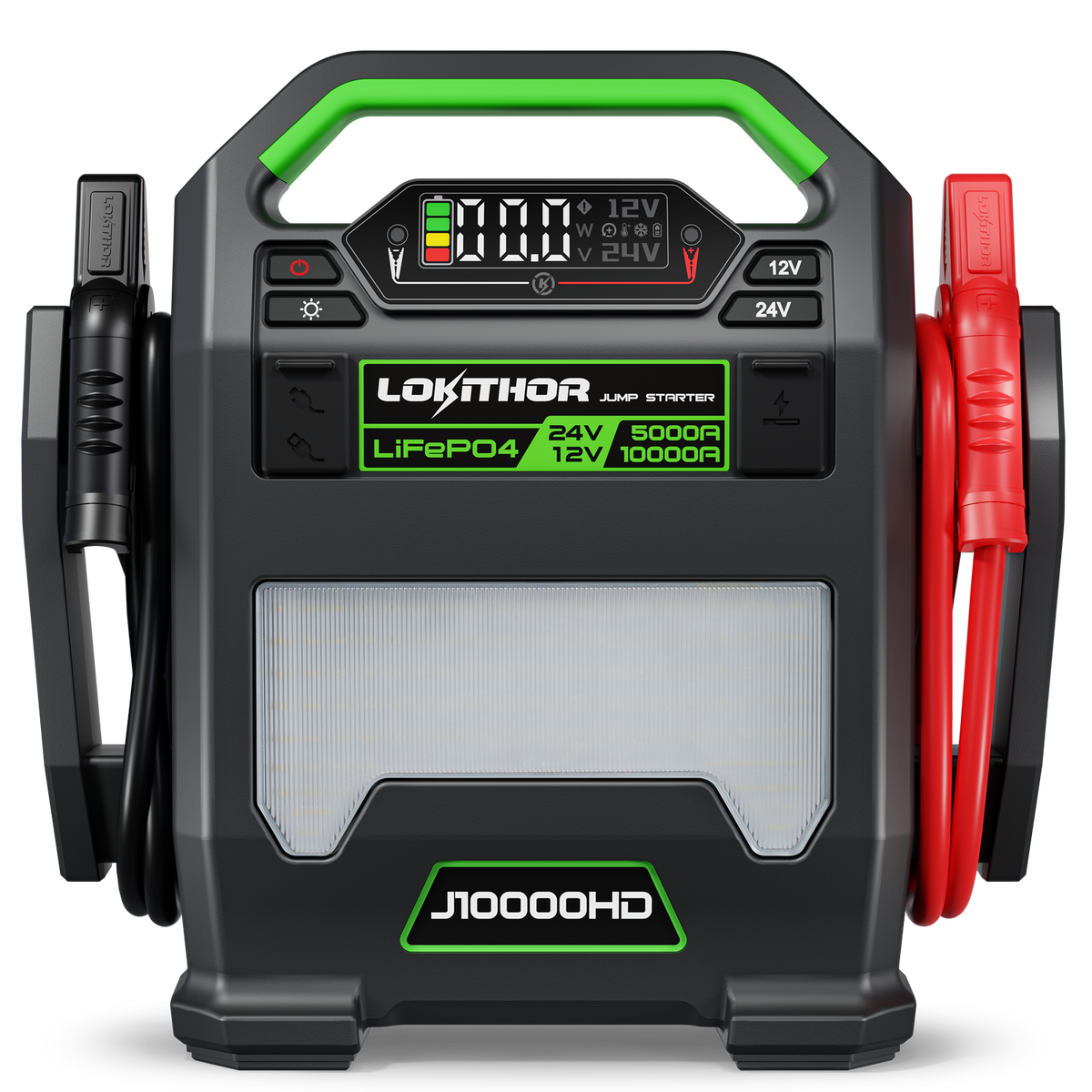 LOKITHOR J10000HD Heavy Duty Jump Starter 12V 10000A / 24V 5000A with Auto-Sensing Booster for Semi-Trucks & Large Engines