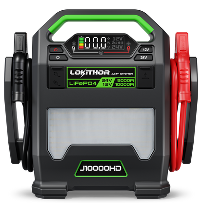 LOKITHOR J10000HD Heavy Duty Jump Starter 12V 10000A / 24V 5000A with Auto-Sensing Booster for Semi-Trucks & Large Engines