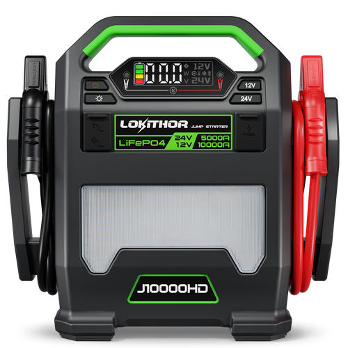 LOKITHOR J10000HD Heavy Duty Jump Starter 12V 10000A / 24V 5000A with Auto-Sensing Booster for Semi-Trucks & Large Engines