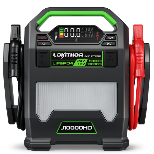 LOKITHOR J10000HD Heavy Duty Jump Starter 12V 10000A / 24V 5000A with Auto-Sensing Booster for Semi-Trucks & Large Engines