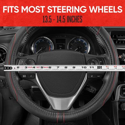 MotorTrend GripDrive Accent Stitched Ergonomic Grip Steering Wheel Cover (Fits 14.5" - 15.5")