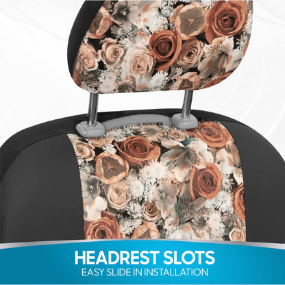 BDK 2-Pack Dusty Rose Floral Front Seat Covers