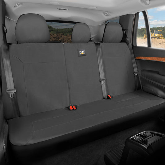 CAT Gray Rear Seat Cover for Trucks, Cars & SUVs - Heavy-Duty Oxford Canvas - 60/40 Split Bench Protector - Durable Back Seat Cover for Work