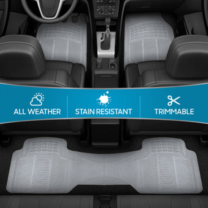 BDK 3-Piece ProLiner Front Floor Mats and Rear Floor Mats - Heavy Duty, All Weather, Trim to Fit