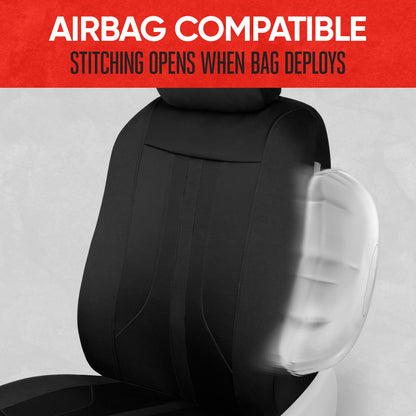 Motor Trend Black Cloth Car Seat Covers for Front Seats – Premium Automotive Bucket Seat Covers, Made for Vehicles with Removable Headrests