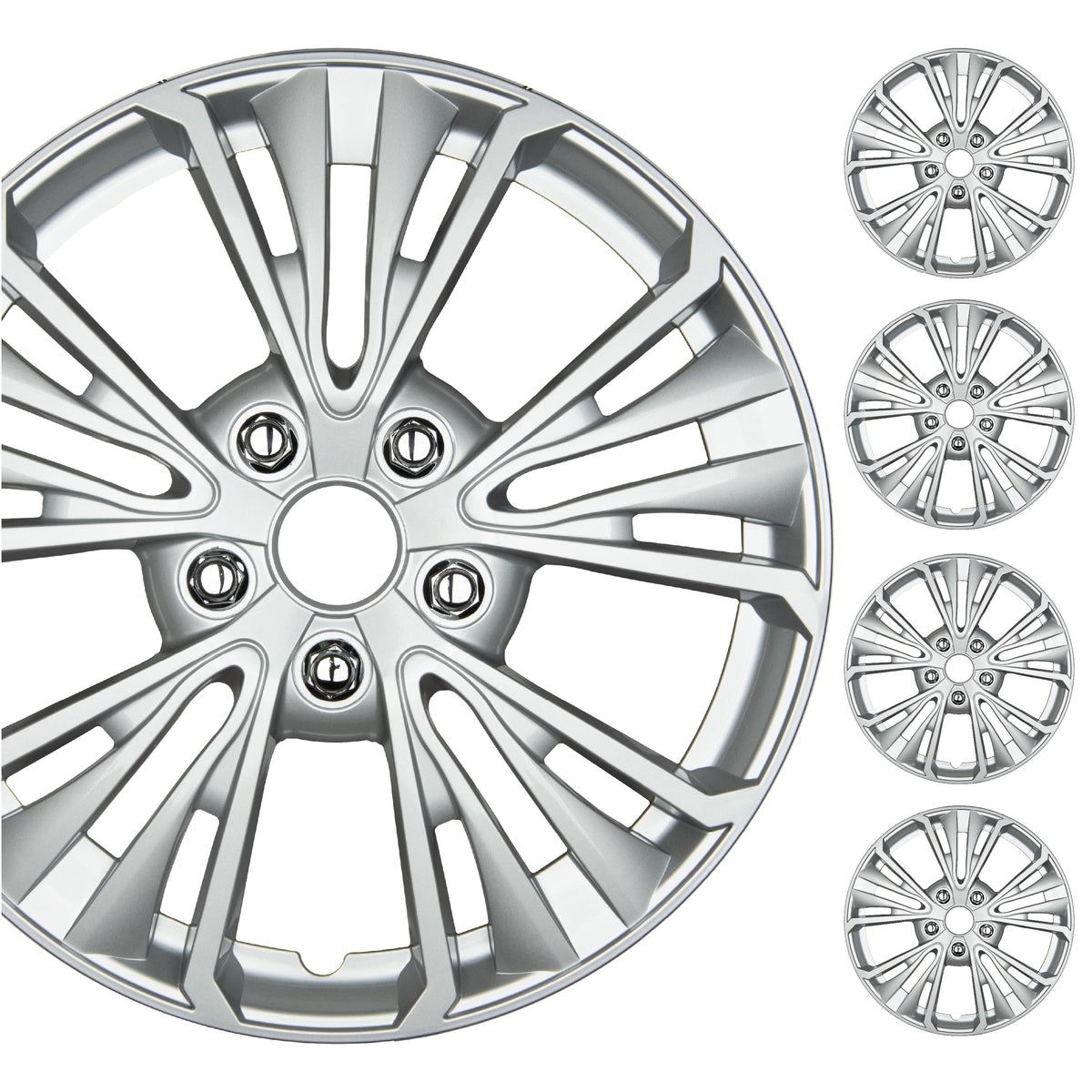 BDK 16 Inch Hubcaps Set of 4 – OEM Replacement Snap-On Wheel Rim Covers - Universal Fit Car Wheel Cover for Cars, Trucks, SUV, Vans Durable ABS