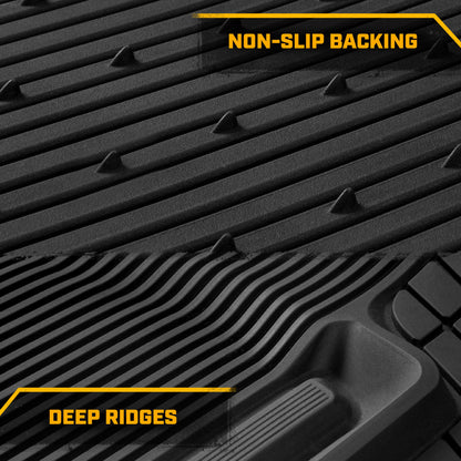 Cat® ToughLiner™ Universal Car Floor Mats for Truck SUV Sedan - Heavy Duty Trim to Fit All Weather Protection - Flexible Rubber Floor Liners