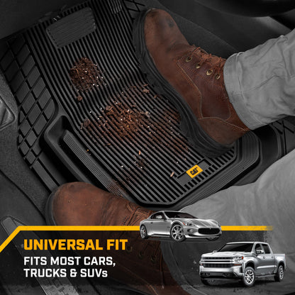 Cat® ToughLiner™ Universal Car Floor Mats for Truck SUV Sedan - Heavy Duty Trim to Fit All Weather Protection - Flexible Rubber Floor Liners