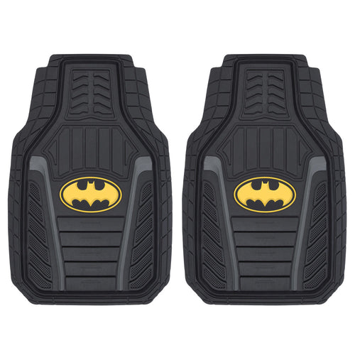 Warner Bros DC Comics 2-Piece Armored Batman Logo Front Floor Mats - Heavy Duty, All Weather, Trim to Fit