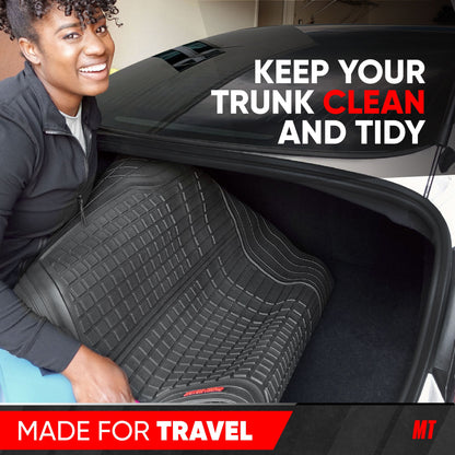 MotorTrend FlexTough Square Groove Trunk/Cargo Liner Mat - Heavy Duty, All Weather, Trim to Fit (54" x 37")