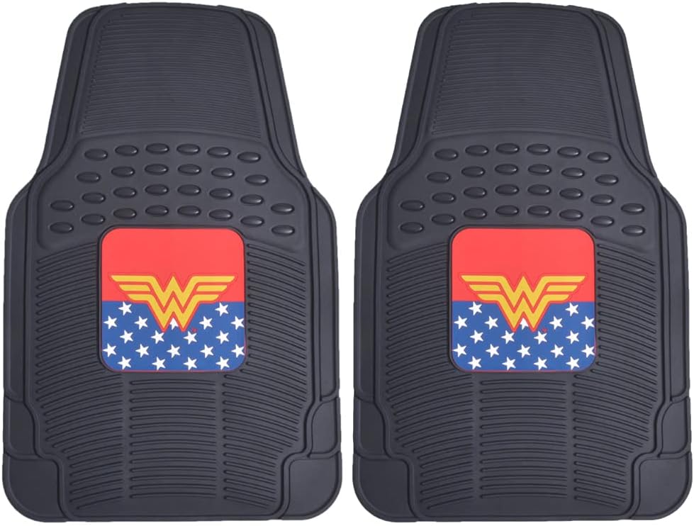 BDK Armored Super Hero Car Floor Mats - Officially Licensed DC Comics - All Weather Heavy Duty Auto Interior Liners for Car Truck Van SUV