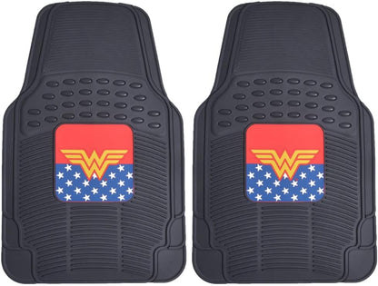 BDK Armored Super Hero Car Floor Mats - Officially Licensed DC Comics - All Weather Heavy Duty Auto Interior Liners for Car Truck Van SUV