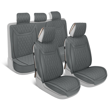 MotorBox 11-Piece Ranch Edition Premium Faux Leather Diamond Stitched Cushion Front Seat Covers and Rear Seat Covers