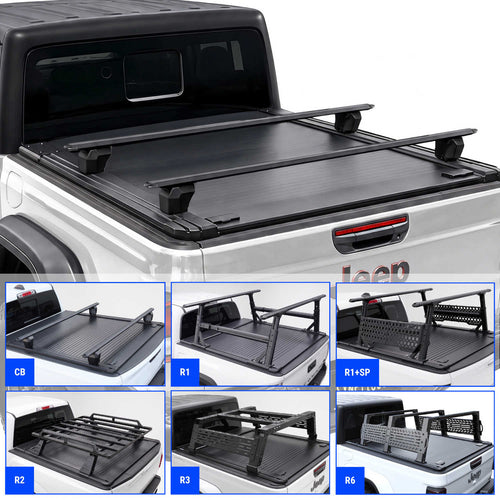 SYNETICUSA [2-in-1 Bundle] Jeep Gladiator Retractable PRO Tonneau Cover w/ Rack System