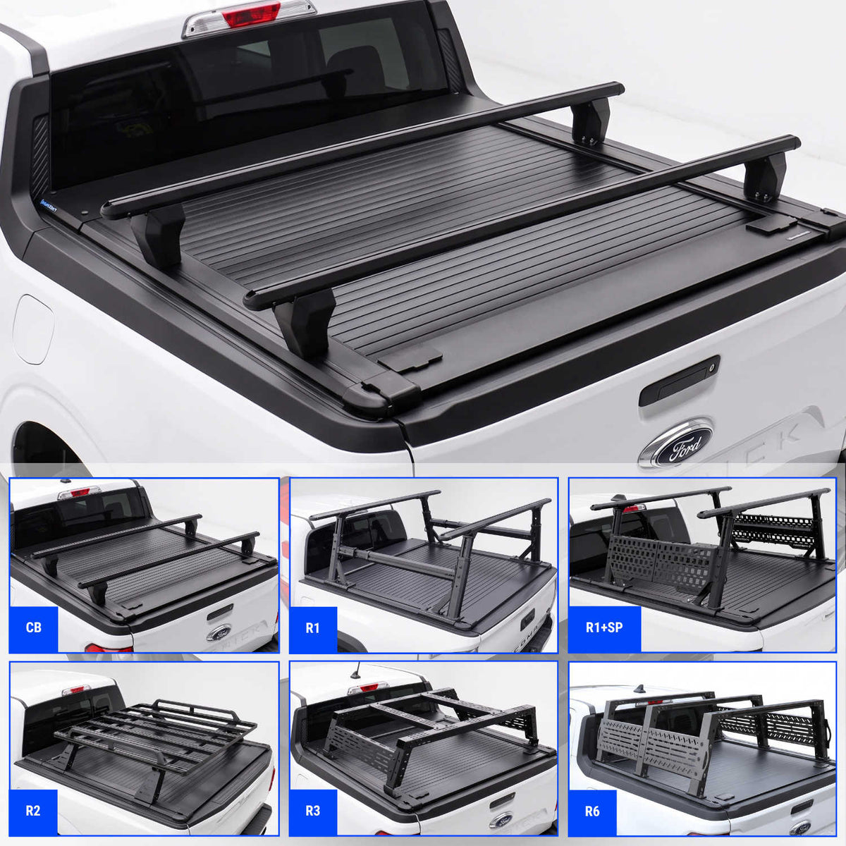 SYNETICUSA [2-in-1 Bundle] Ford Maverick Retractable Tonneau Cover w/ Rack System