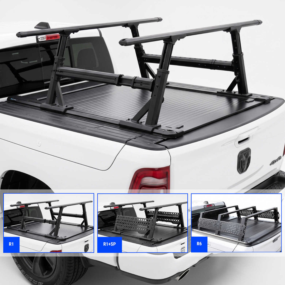 SYNETICUSA [2-in-1 Bundle] RAMBOX 1500/2500/3500 Retractable Tonneau Cover w/ Rack System