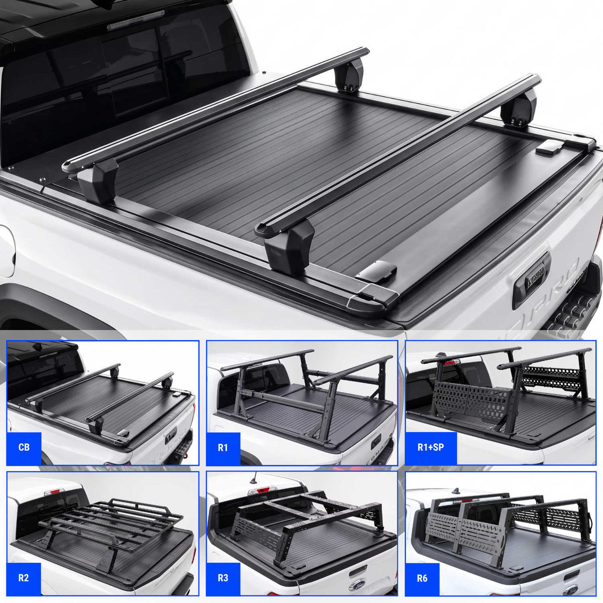 SYNETICUSA [2-in-1 Bundle] Toyota Tacoma Retractable Tonneau Cover w/ Rack System