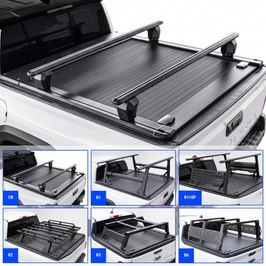 SYNETICUSA [2-in-1 Bundle] Toyota Tacoma Retractable Tonneau Cover w/ Rack System