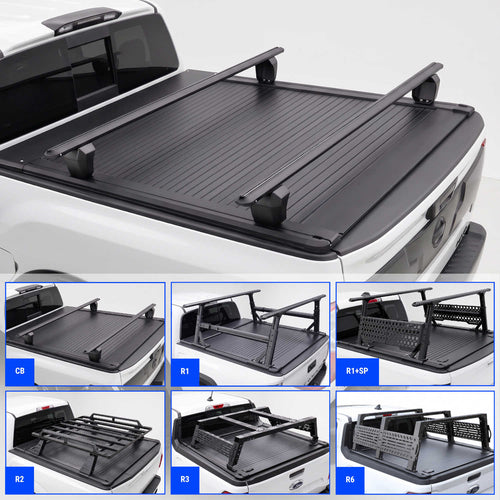 SYNETICUSA [2-in-1 Bundle] Nissan Titan Retractable Tonneau Cover w/ Rack System