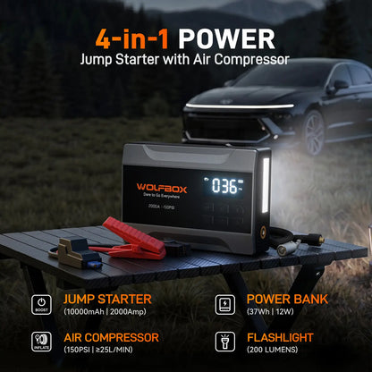 2000A Jump Starter with Air Compressor | WOLFBOX MegaVolt 10Air