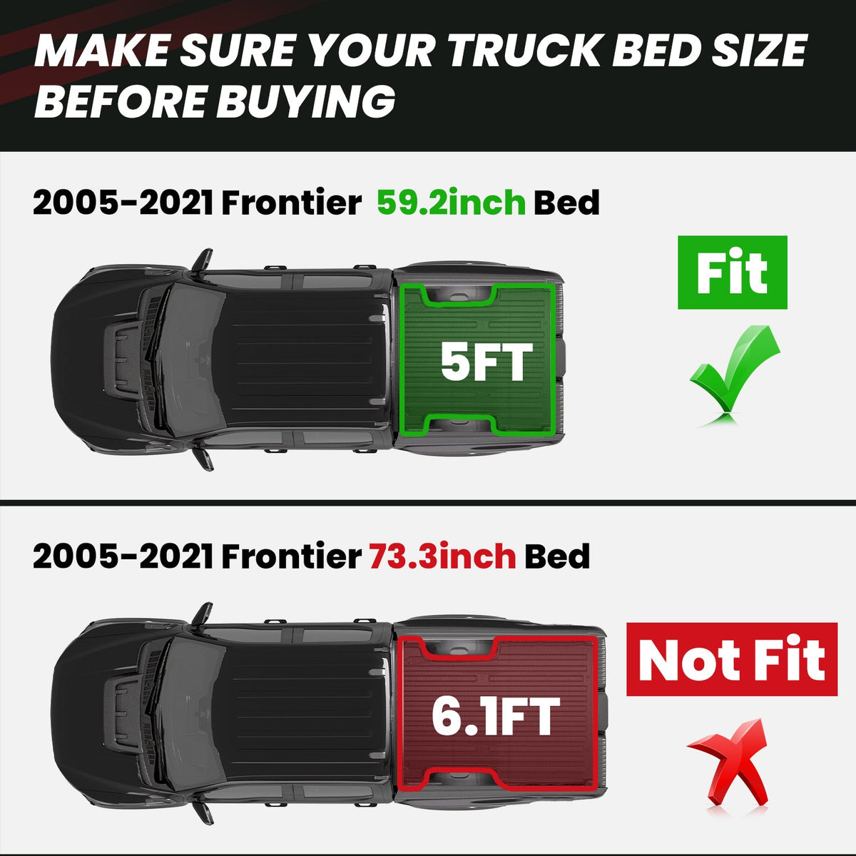 LASFIT Fit for 2005-2021 Nissan Frontier Truck Bed Mat