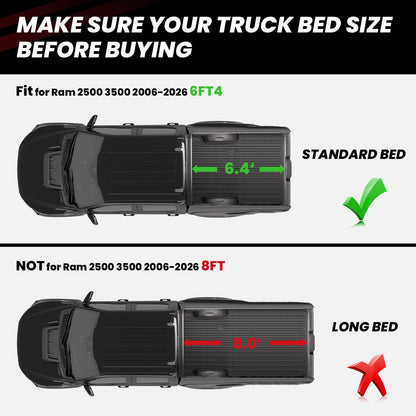 LASFIT Fit for 2006-2027 Ram 2500 3500 Heavy Duty Bed Mat or Tailgate Mat, Don't fit with Optional Rambox & Drop-in liners